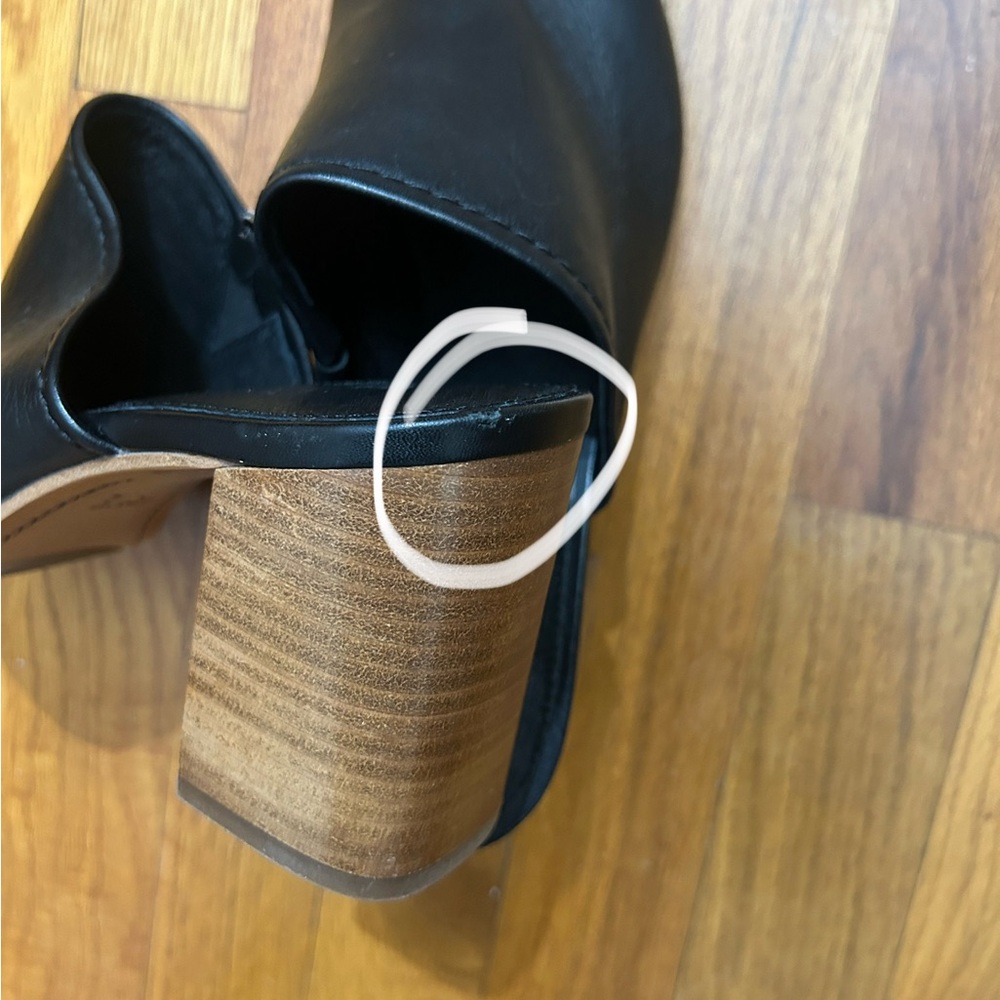 Frye Black Leather Mules with Wooden Heel - Picture 9 of 10